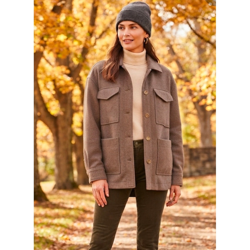 Banana Republic Women Brown Wool Blend Utility Shirt Jacket Shacket Size S